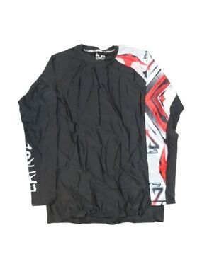 Men's LaFroi XXL Long Sleeve Rash Guard Shirt Black/Red/White Graphic Print